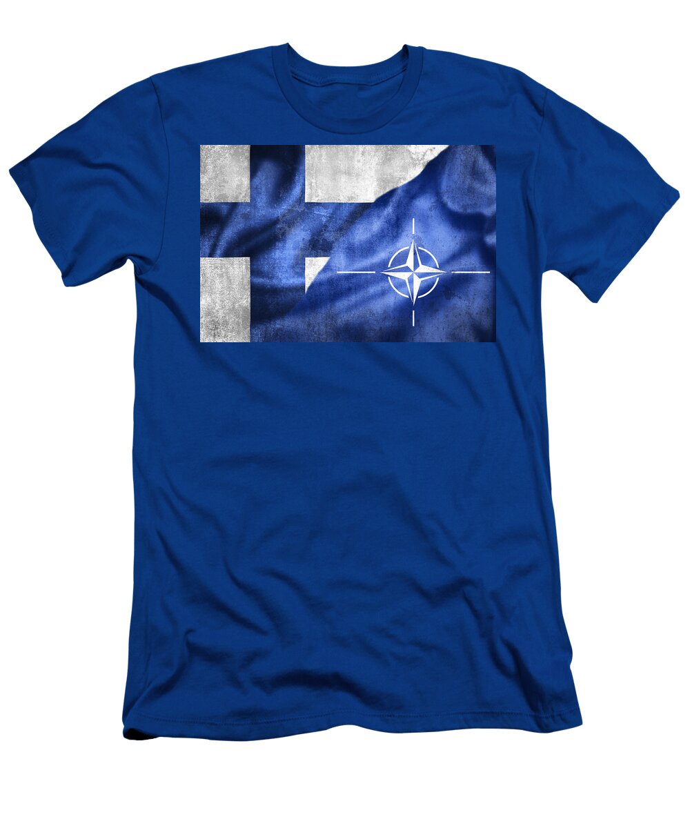 Grunge Flags of Finland and Nato Illustration Brch Photography T-Shirt
