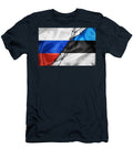 Grunge Flags of Russian Federation and Estonia Divided By Barb W Brch Photography T-Shirt