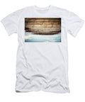Grunge Wooden Board in Snow Winter Background Michal Bednarek T-Shirt