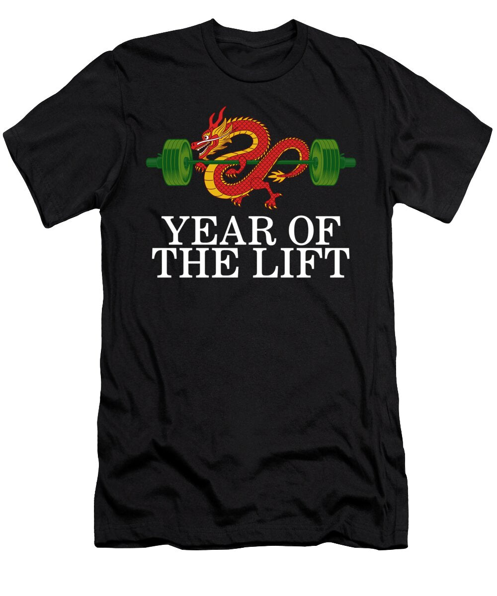 Gym Year of the Lift Dragon Wrapping Barbell Chinese New Year Workout Gym Instructor Fitness Instructor Holiday Sifou Store T-Shirt