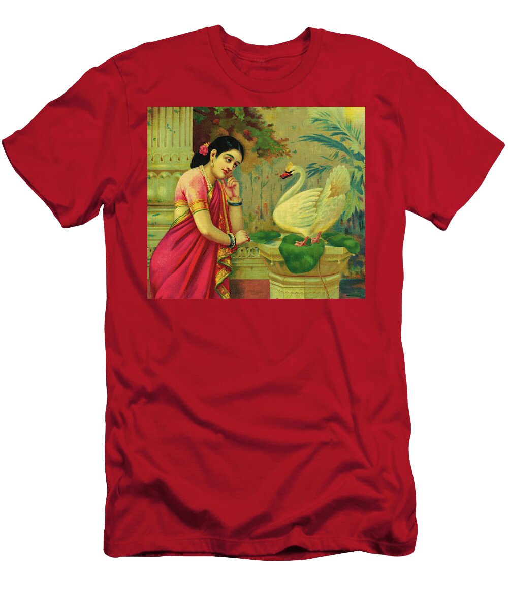 Hamsa and Damayanti 1910 Ravi Varma T-Shirt