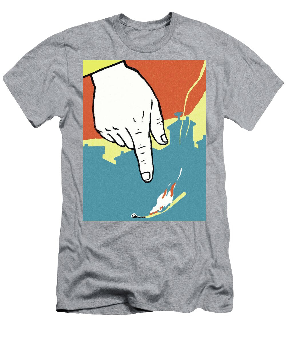 Hand Pointing to a Lit Match Csa Images T-Shirt