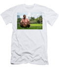 Handsome Man Looking Off Camera and Smiling Posing in a Squat I Felix Mizioznikov T-Shirt
