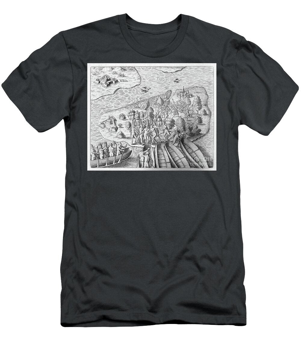 Hans Staden Captured By Tupinamba Indians During His Voyage to Brazil 1552 Theodor De Bry T-Shirt