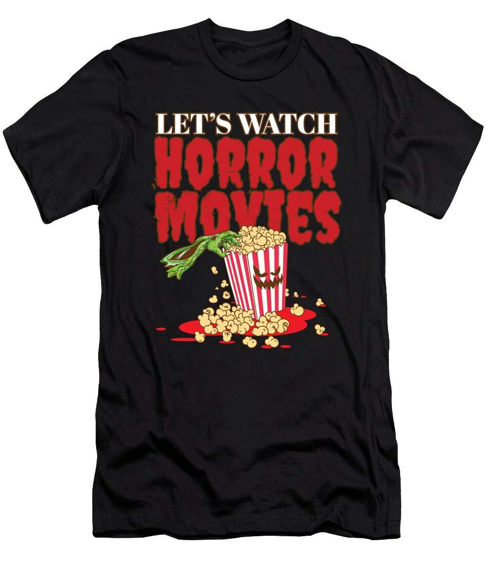 Happy Halloween Lets Watch Horror Movies Zombie Popcorn Maximus Designs T-Shirt