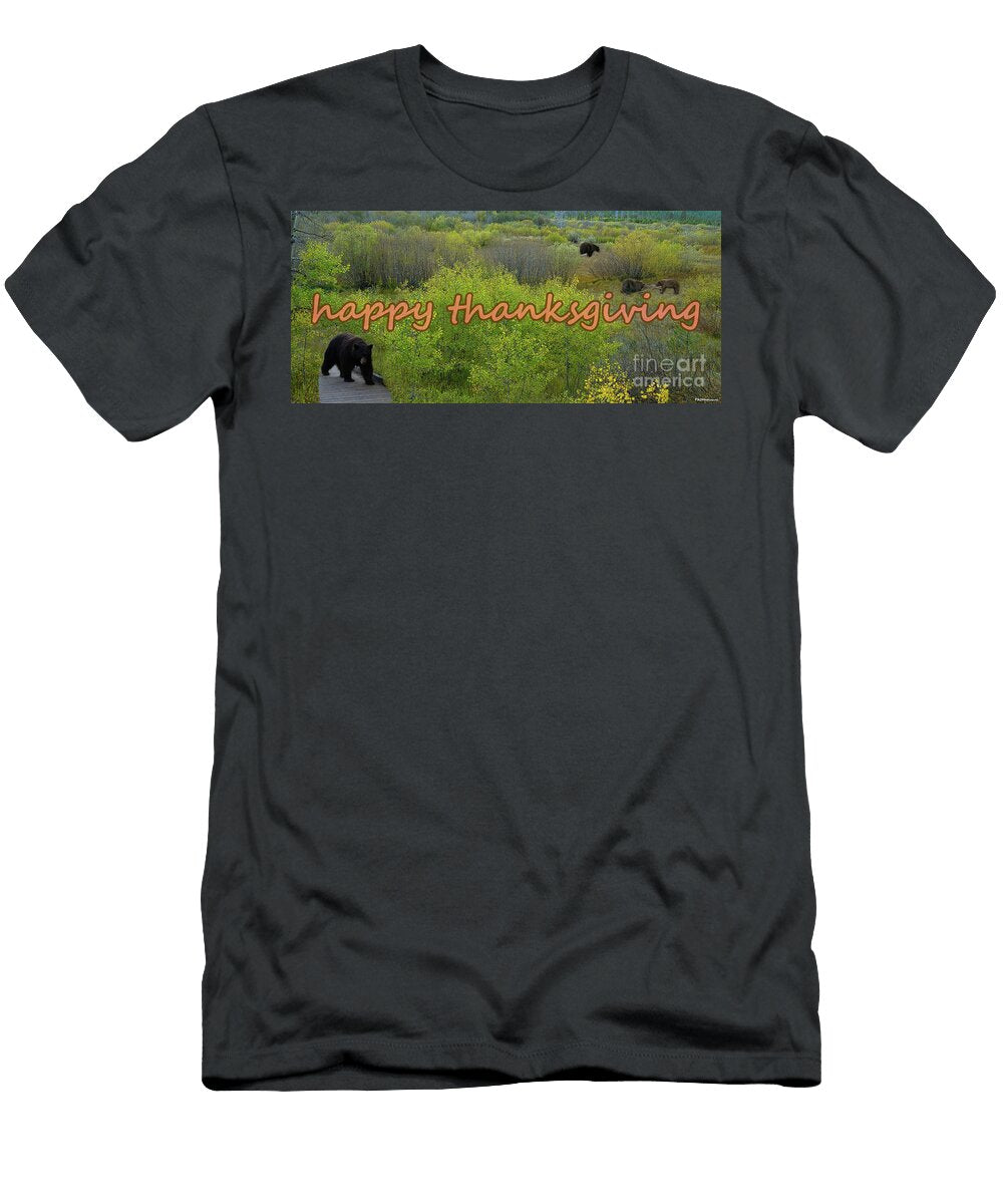 Happy Thanksgiving Bears One with a Salmon in El Dorado National Forest California Promedias T-Shirt