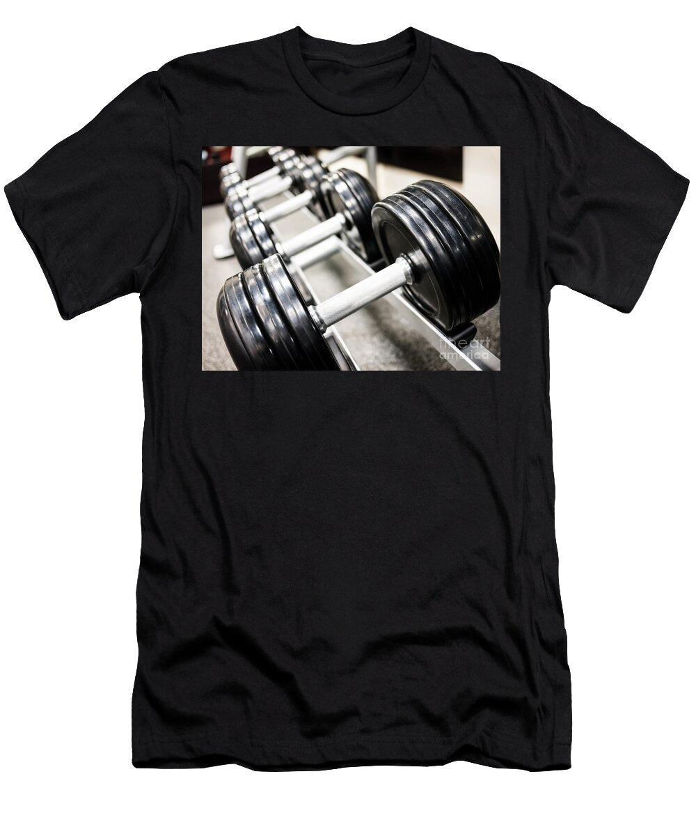 Healthclub Free Weights on a Rack Paul Velgos T-Shirt