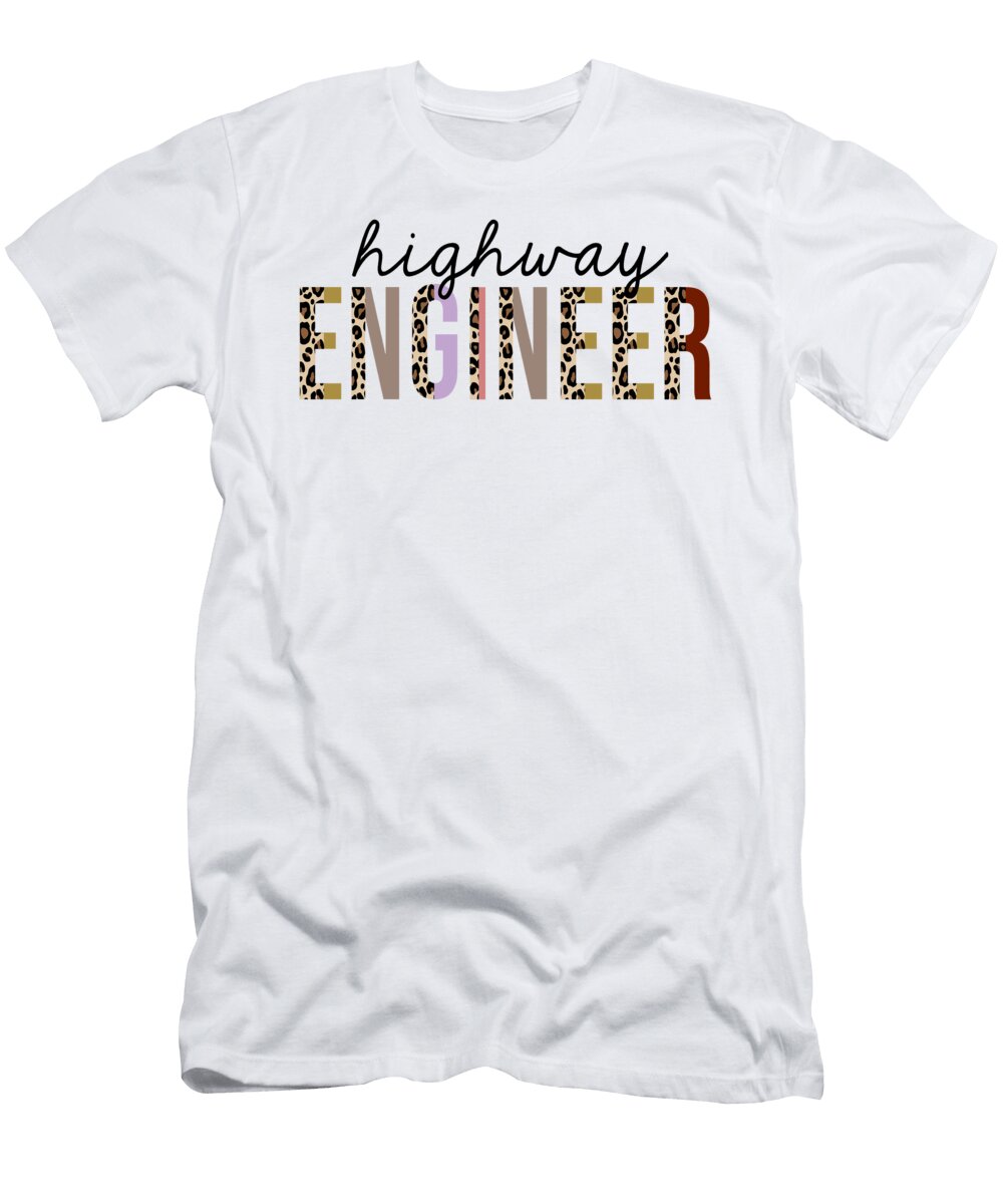 Highway Engineer Leopard Print Funny Jensen Cena T-Shirt