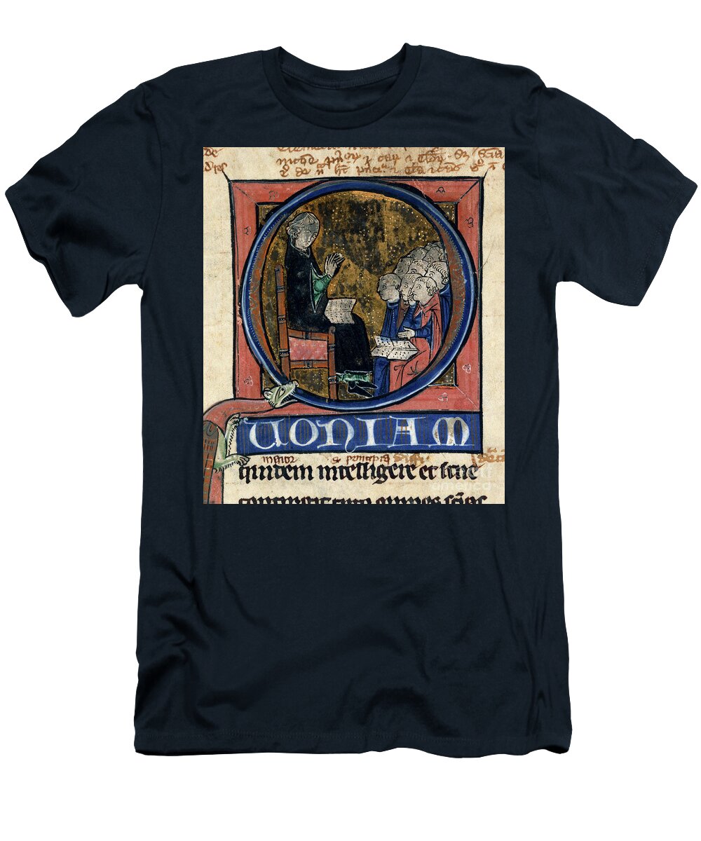 Historiated Initial Quoniam of a Teacher with Students At the Beginning of the Physica European School T-Shirt