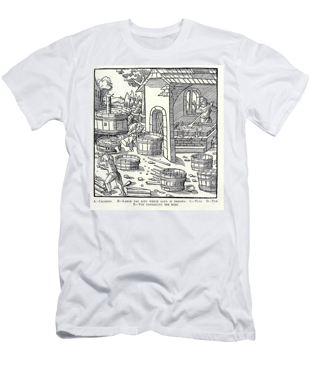 Historical Illustration Depicting an Ancient Metallurgy Process At3 Historic Illustrations T-Shirt