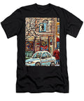 Hockey Sweater in the Window Rue Notre Dame Best Montreal Winter Scene Painting C Spandau Artist Carole Spandau T-Shirt