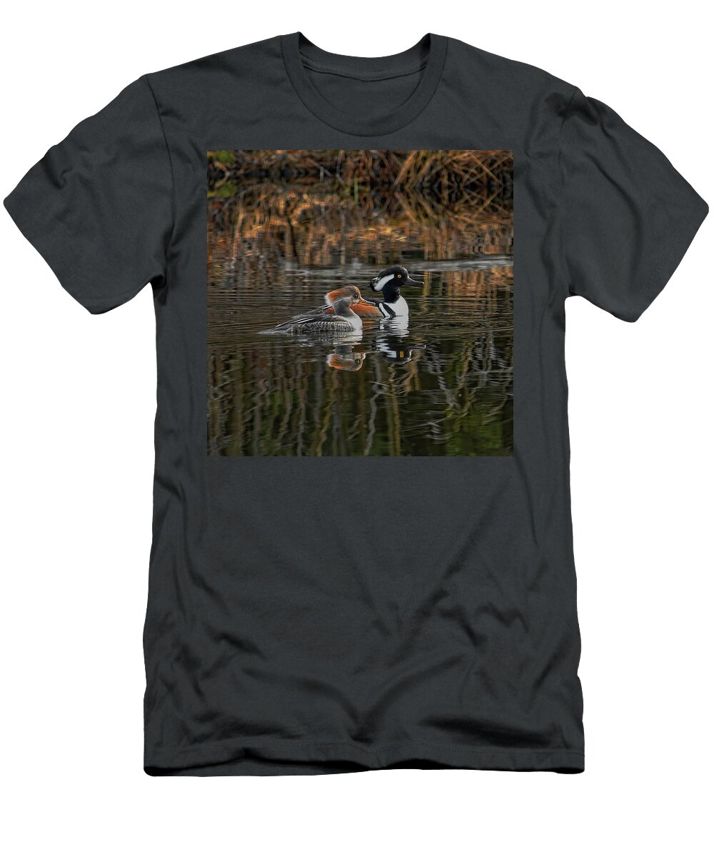 Hooded Merganser Pair Dale Kauzlaric T-Shirt