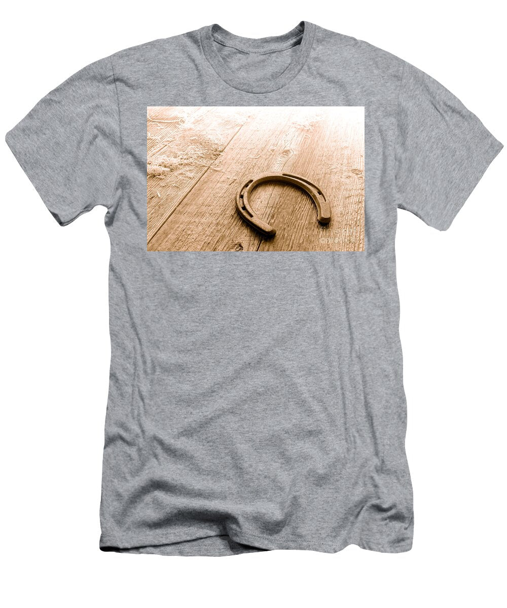Horseshoe on Barn Floor Sepia Olivier Le Queinec T-Shirt