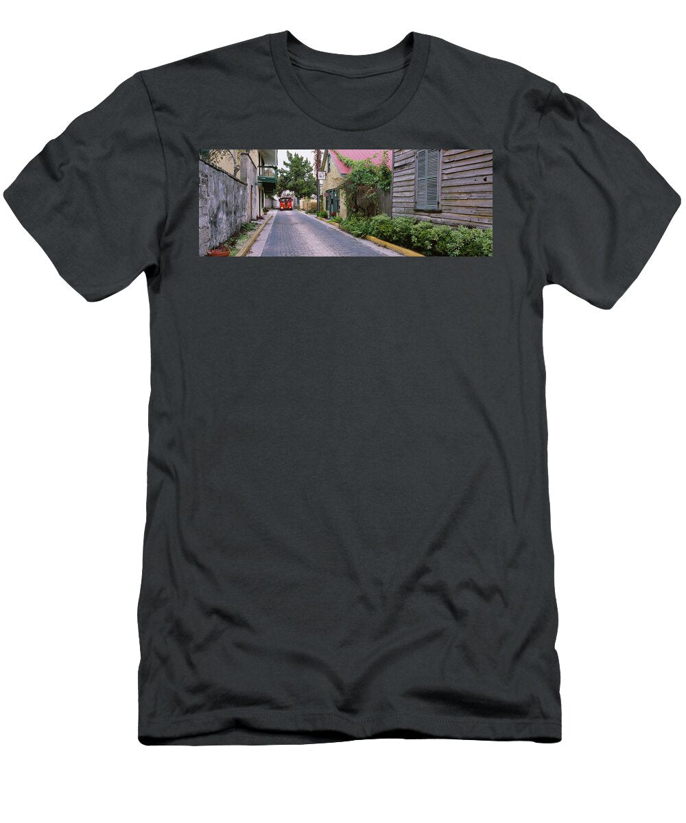 Houses Along a Street Aviles Street Panoramic Images T-Shirt
