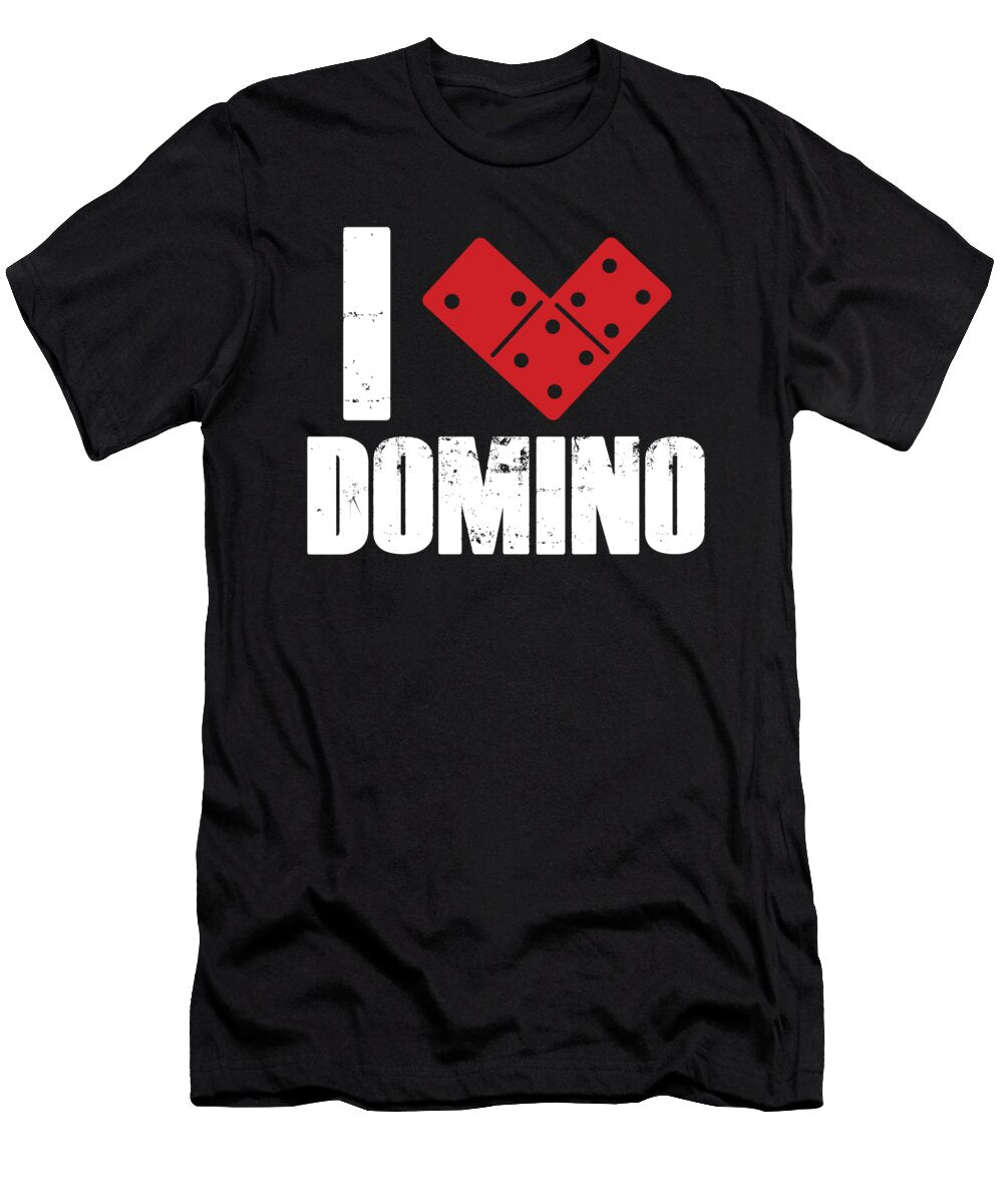 I Love Domino Dominoes Tiles Puzzler Game Gift Thomas Larch T-Shirt