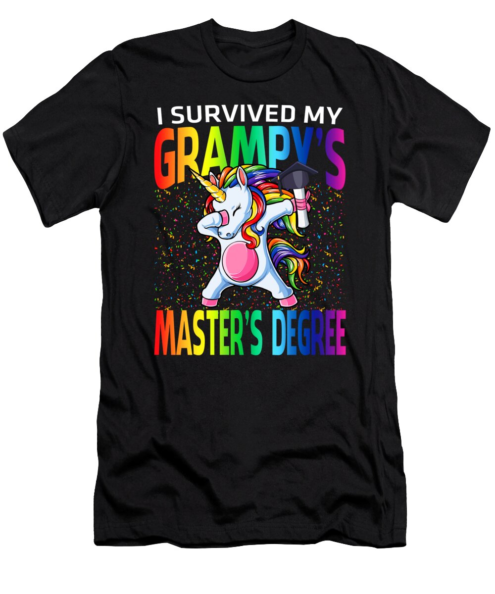 I Survived My Grampys Masters Degree Unicorn Graduation Graduate Thepassionshop T-Shirt