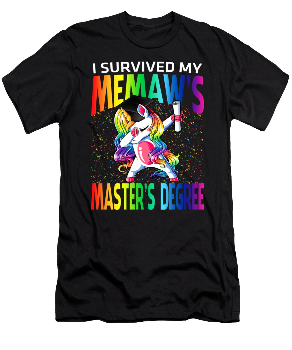 I Survived My Memaws Masters Degree Unicorn Graduation Graduate Thepassionshop T-Shirt