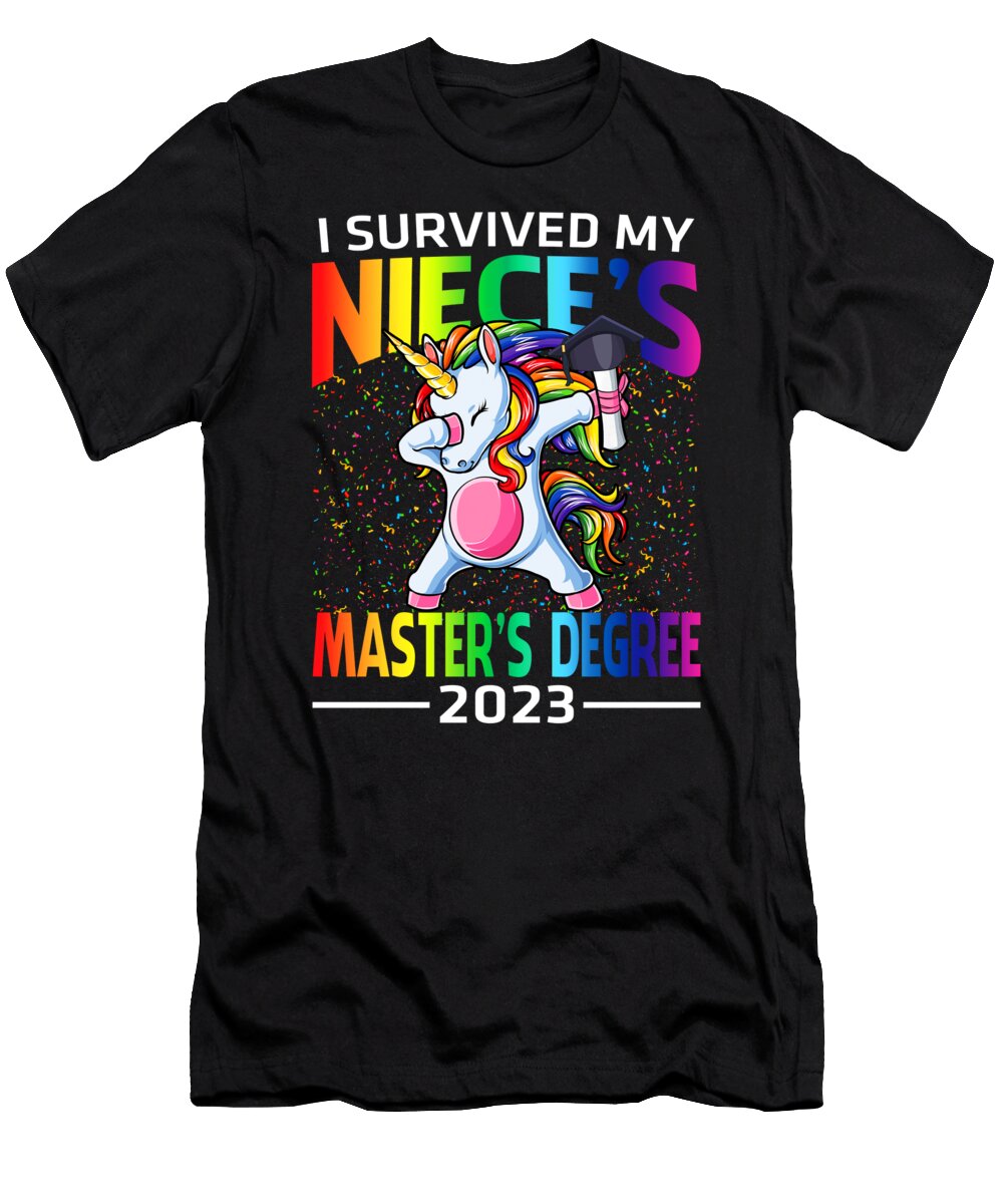 I Survived My Nieces Masters Degree 2023 Unicorn Graduation Graduate Thepassionshop T-Shirt