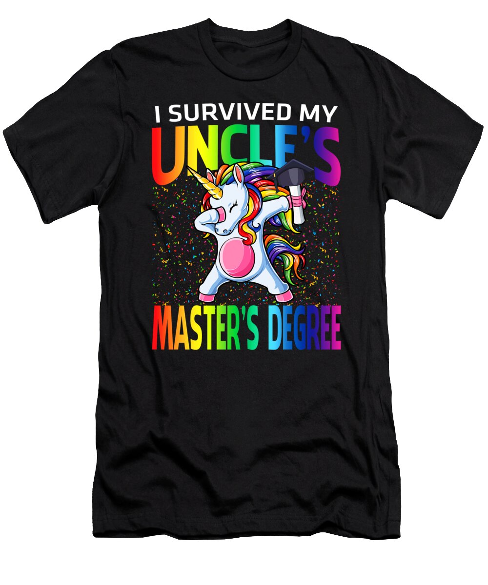 I Survived My Uncles Masters Degree Unicorn Graduation Graduate Thepassionshop T-Shirt