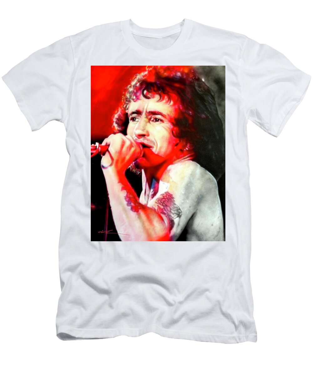 If You Want Bon Youve Got Em Original Painting of Bon Scott Christian Chapman Art T-Shirt
