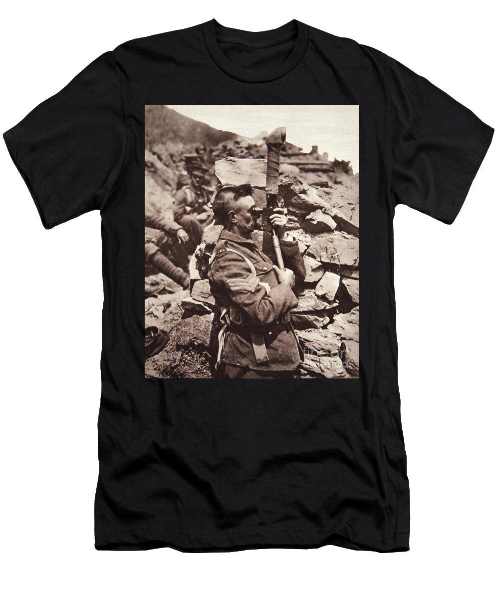 In the British Trenches At Salonika a Sergeant Using His Periscope 21st June 1916 English Photographer T-Shirt