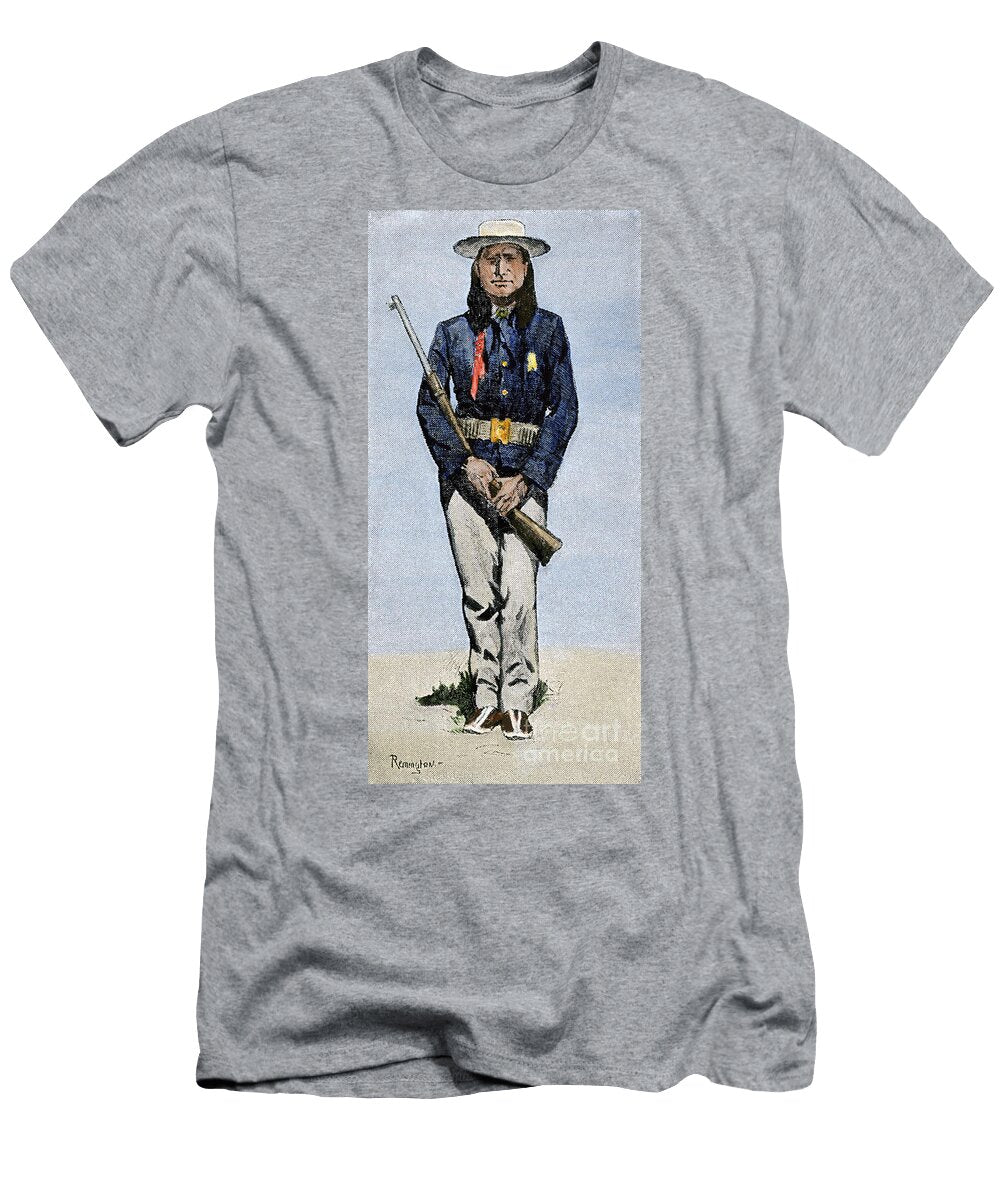 Indians of America Arapaho Scout of the American Cavalry 19th Century Colour Engraving From an Illustration By Frederic Remington American School T-Shirt