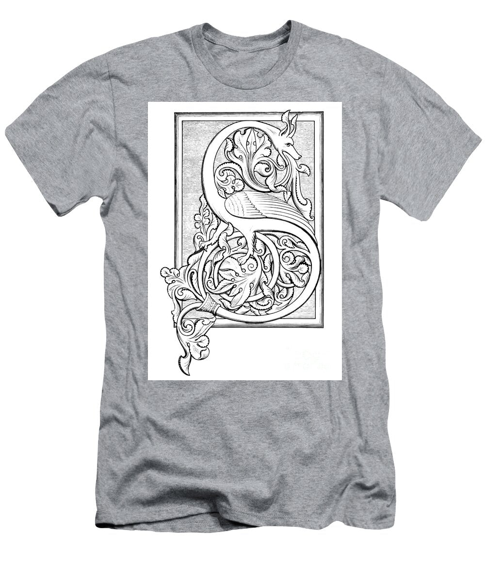 Initial S Illuminated with Foliage E1 Historic Illustrations T-Shirt