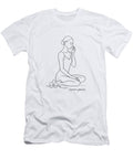 Inner Peace Line Art Meditating Woman Minimalist Print Yoga and Mindfulness Art Spiritual Quote Mounir Khalfouf T-Shirt