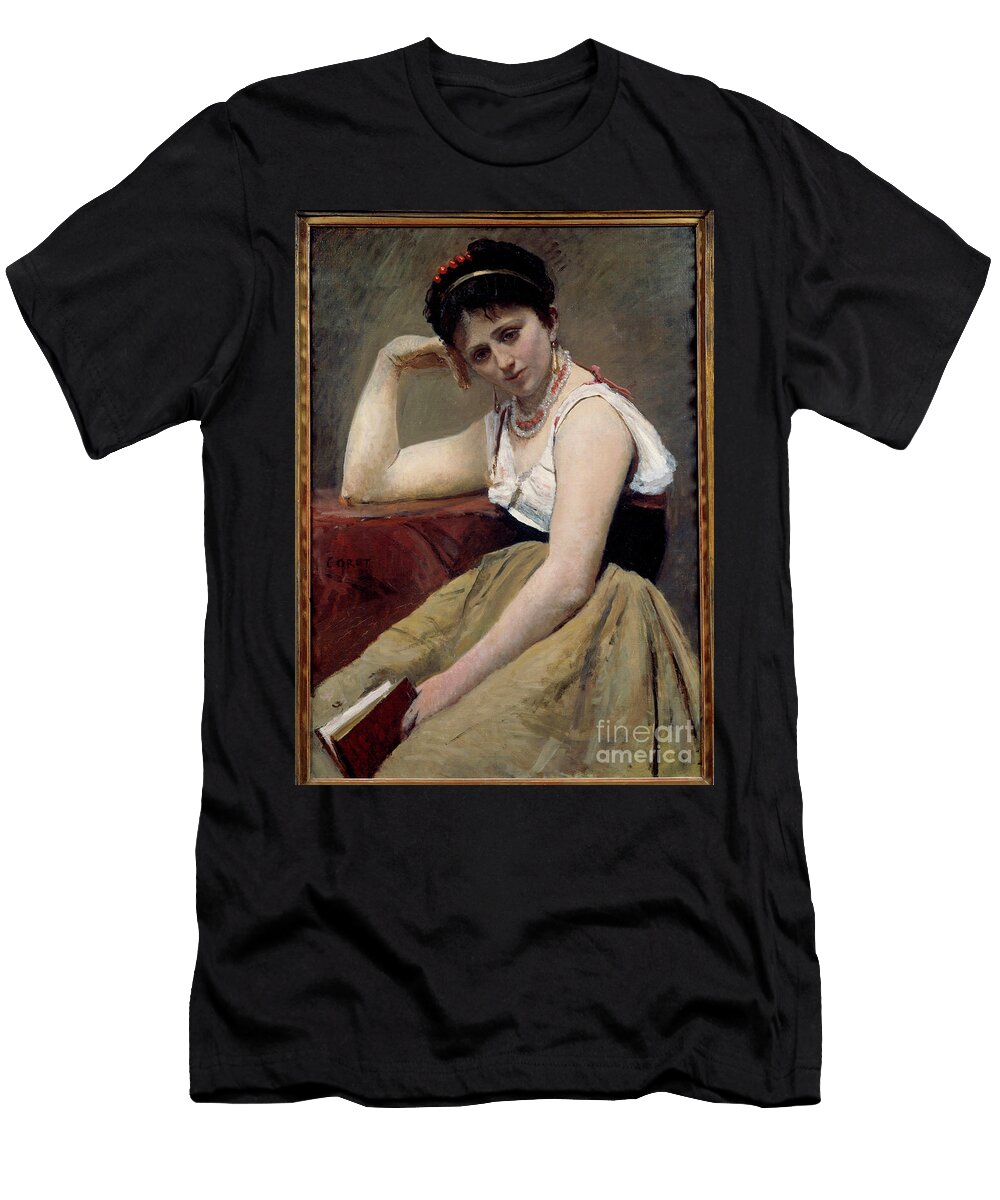 Interrupted Reading 1870 Oil on Canvas Jean Baptiste Camille Corot T-Shirt