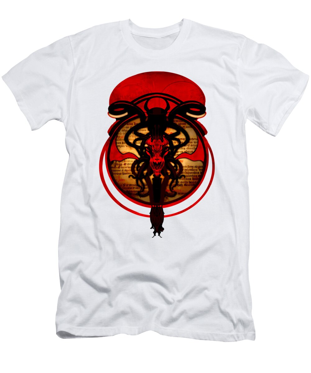 Intricate Abstract Design on Red Quang Vu T-Shirt