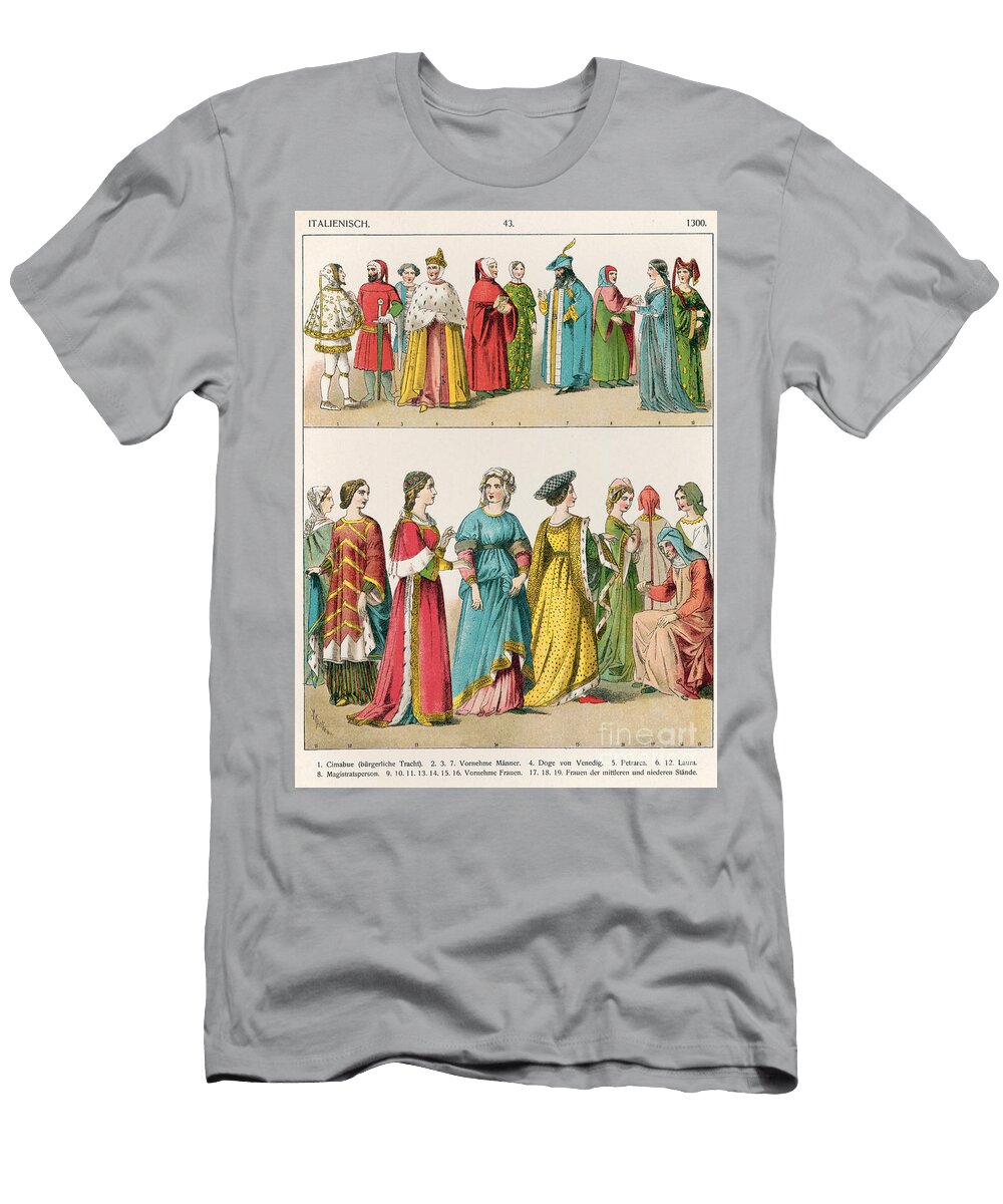 Italian Dress C1300 From Trachten Der Voelker 1864 Coloured Lithograph Albert Kretschmer T-Shirt