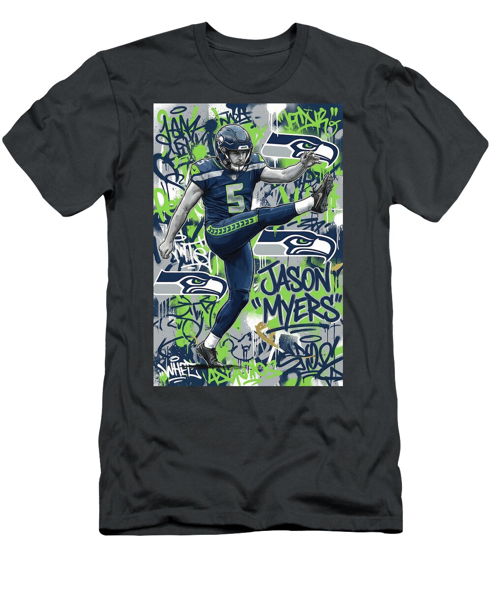 Jason Myers Seattle Seahawks Graffiti Art Graffiti Poster Football Player NFL Sampadart Gallery T-Shirt