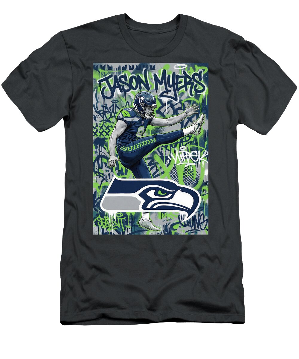 Jason Myers Seattle Seahawks Kicker Action Graffiti Poster Football Player NFL Sampadart Gallery T-Shirt
