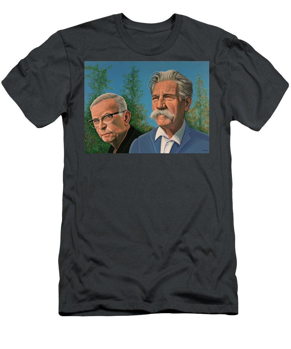 Jean Paul Sartre and Albert Schweitzer Painting Paul Meijering T-Shirt