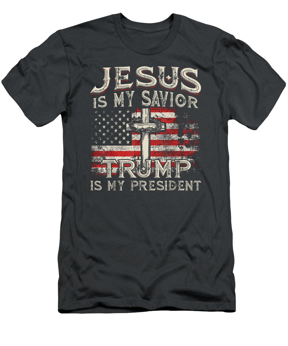 Jesus Is My Savior Trump Is My President American Flag Bruin Maisey T-Shirt