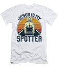 Jesus Is My Spotter Funny Christian Weightlifting Gym Roger Kuo T-Shirt