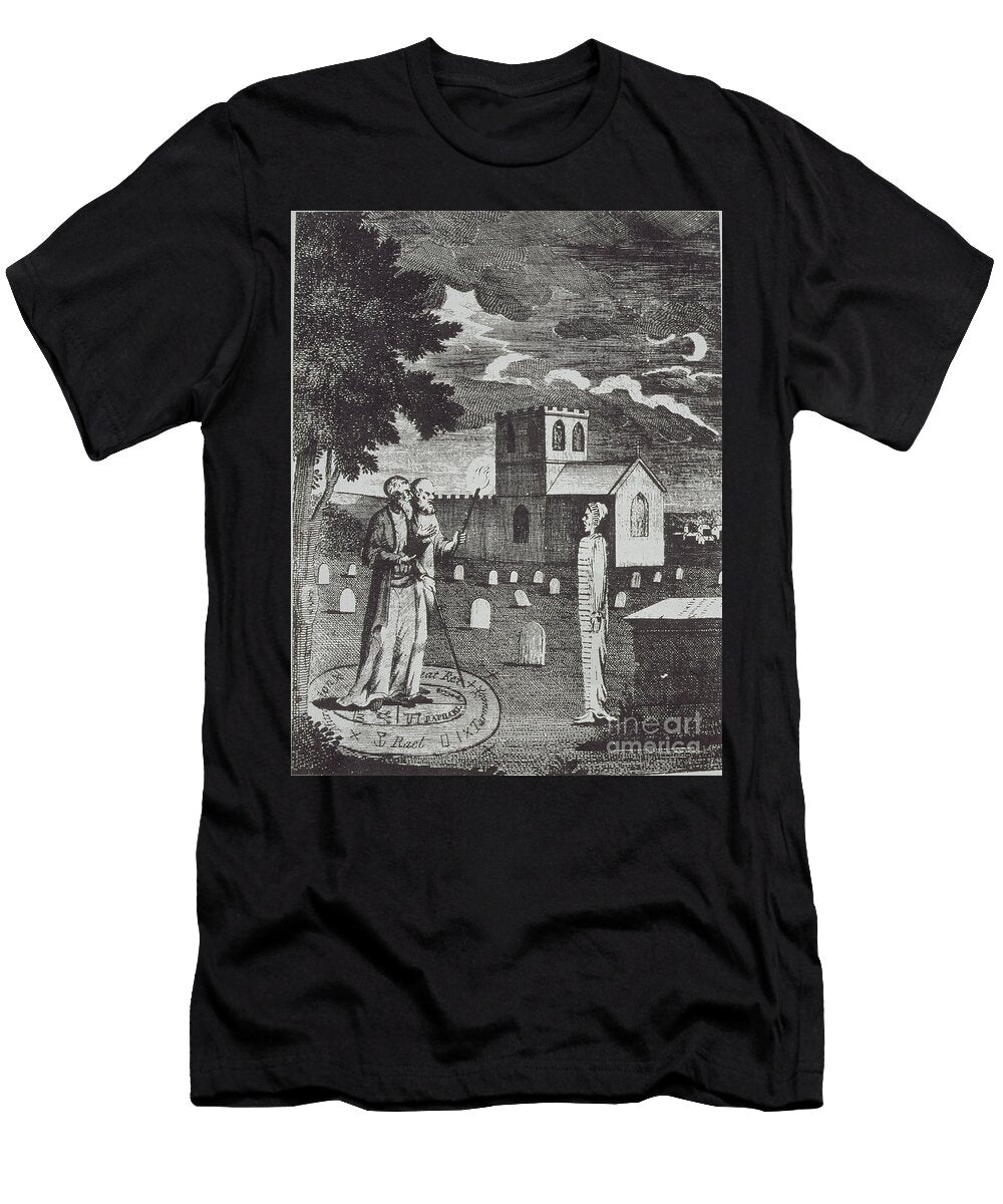 John Dee and Edward Kelly Summoning the Dead From a History of Magic English School T-Shirt