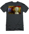 Juan Carlos I King of Spain Euro Coin with Spain Flag Blurred in the Background Pablo Avanzini T-Shirt