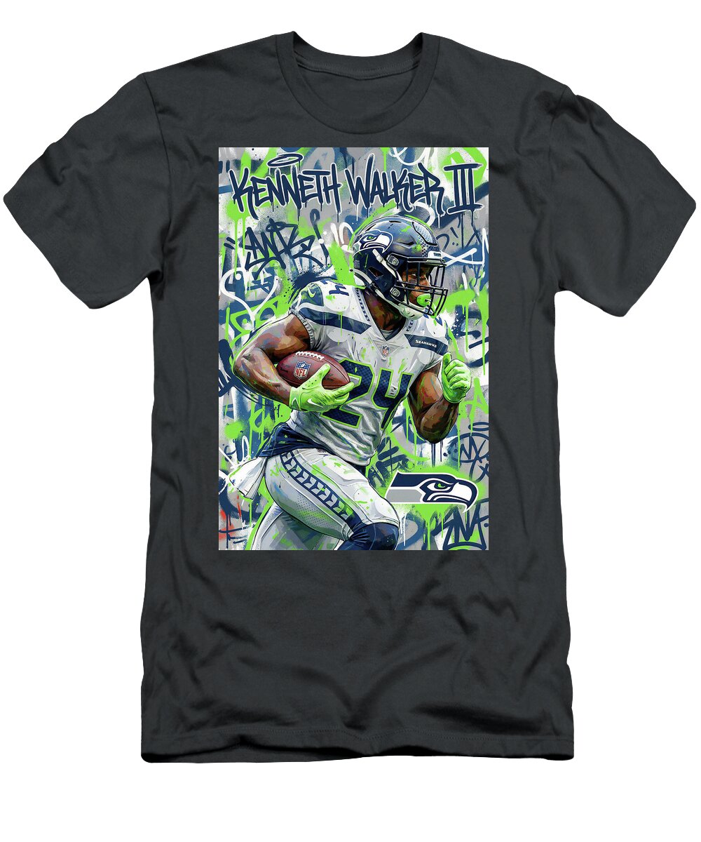 Kenneth Walker Iii in Action Graffiti Poster Football Player NFL Sampadart Gallery T-Shirt