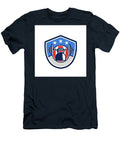 Kettlebell Hanging Barbell USA Flag Crest Retro Aloysius Patrimonio T-Shirt
