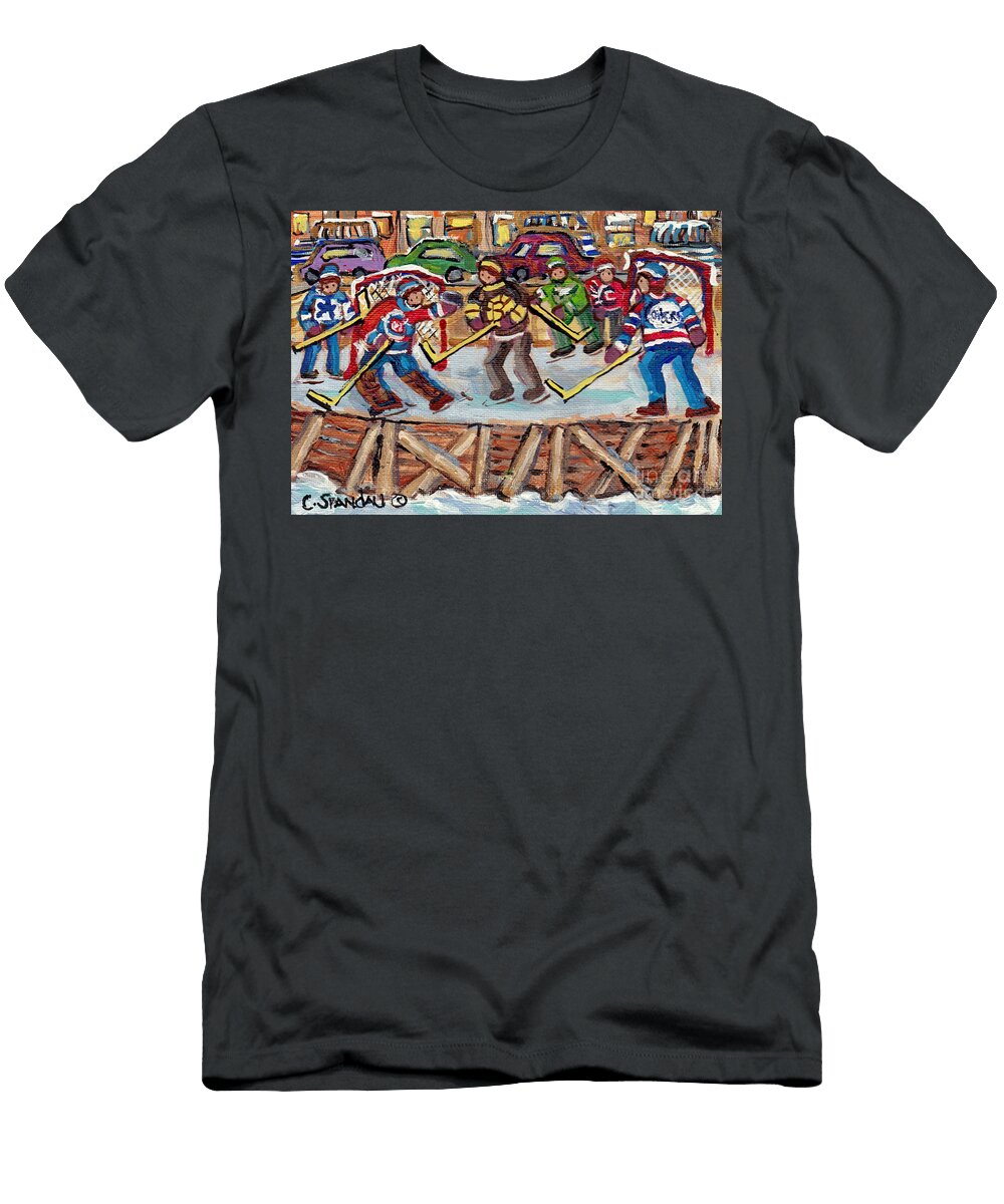 Kids Hockey Game Outdoor Local Hockey Rinks Psc Verdun Montreal Ndg Jersey Day C Spandau Hockey Art Carole Spandau T-Shirt