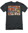 Kids Winter Playground Kramers Grocer Street Scene Toboggan Skiiers Hockey Art Canadian Paintings Carole Spandau T-Shirt