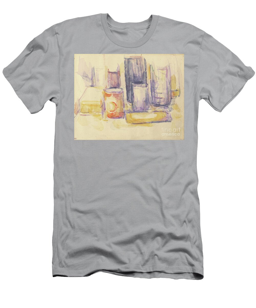 Kitchen Table Pots and Bottles 1902 06 Lead Pencil and Watercolor on Cardboard Paul Cezanne T-Shirt