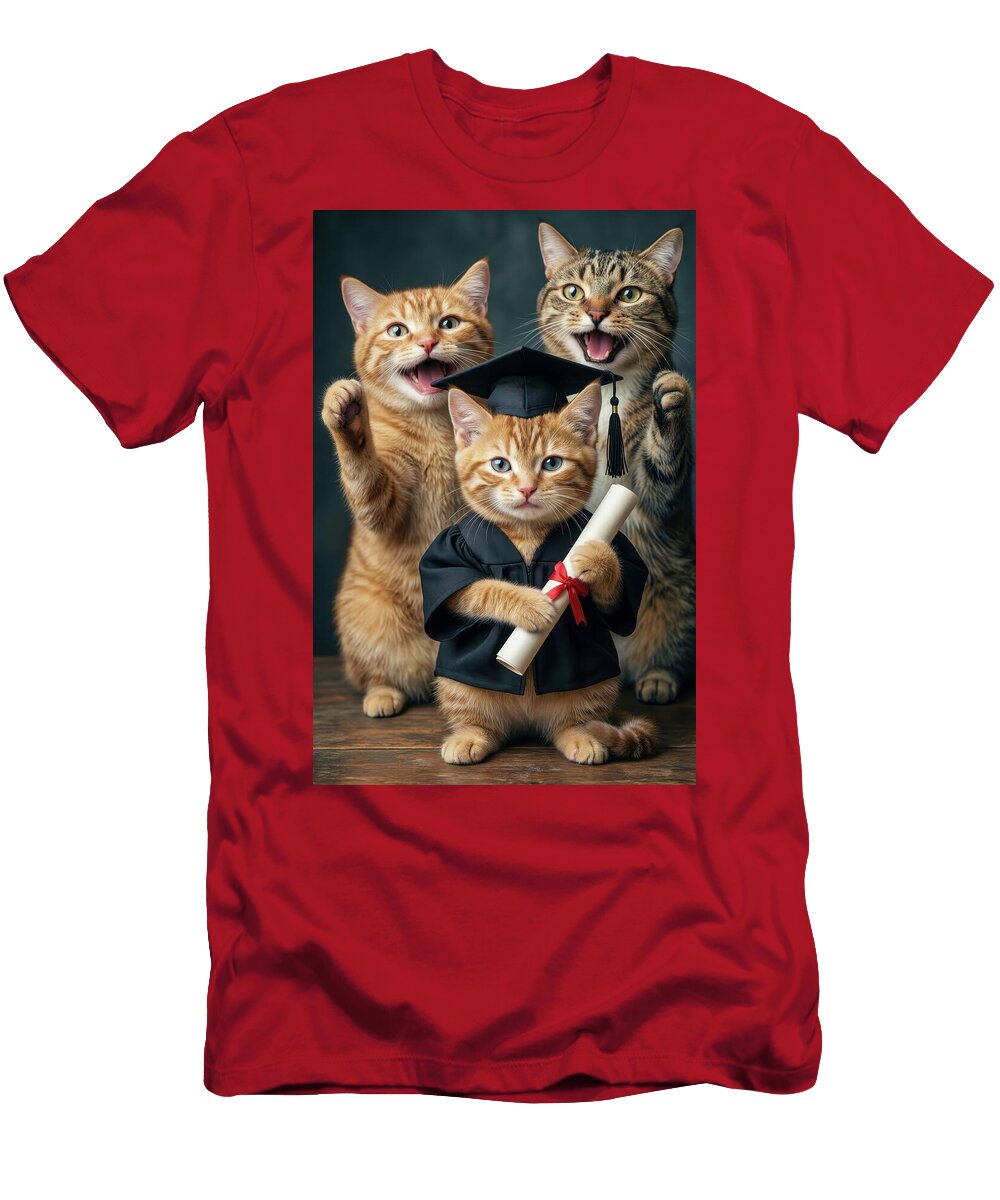 Kitten Graduate with Cheering Cats Matthias Hauser T-Shirt