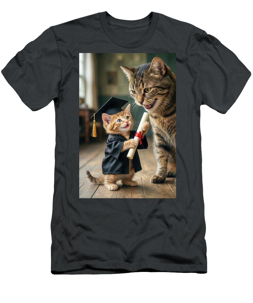 Kitten Graduate with Proud Cat Mom Matthias Hauser T-Shirt