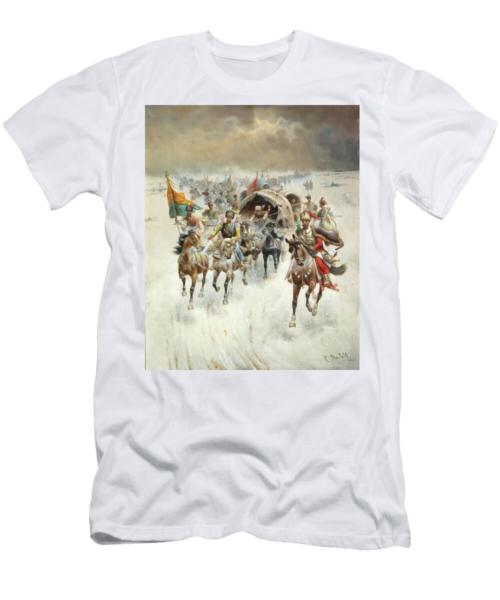 Kossakenzug in Winterlicher Landschaft Constantin Stoiloff T-Shirt