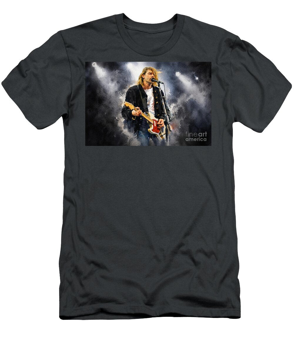 Kurt Cobain Nirvana Watercolour Portrait Grunge Rock Music Art Print Canvas Wall Art Dcg Art T-Shirt