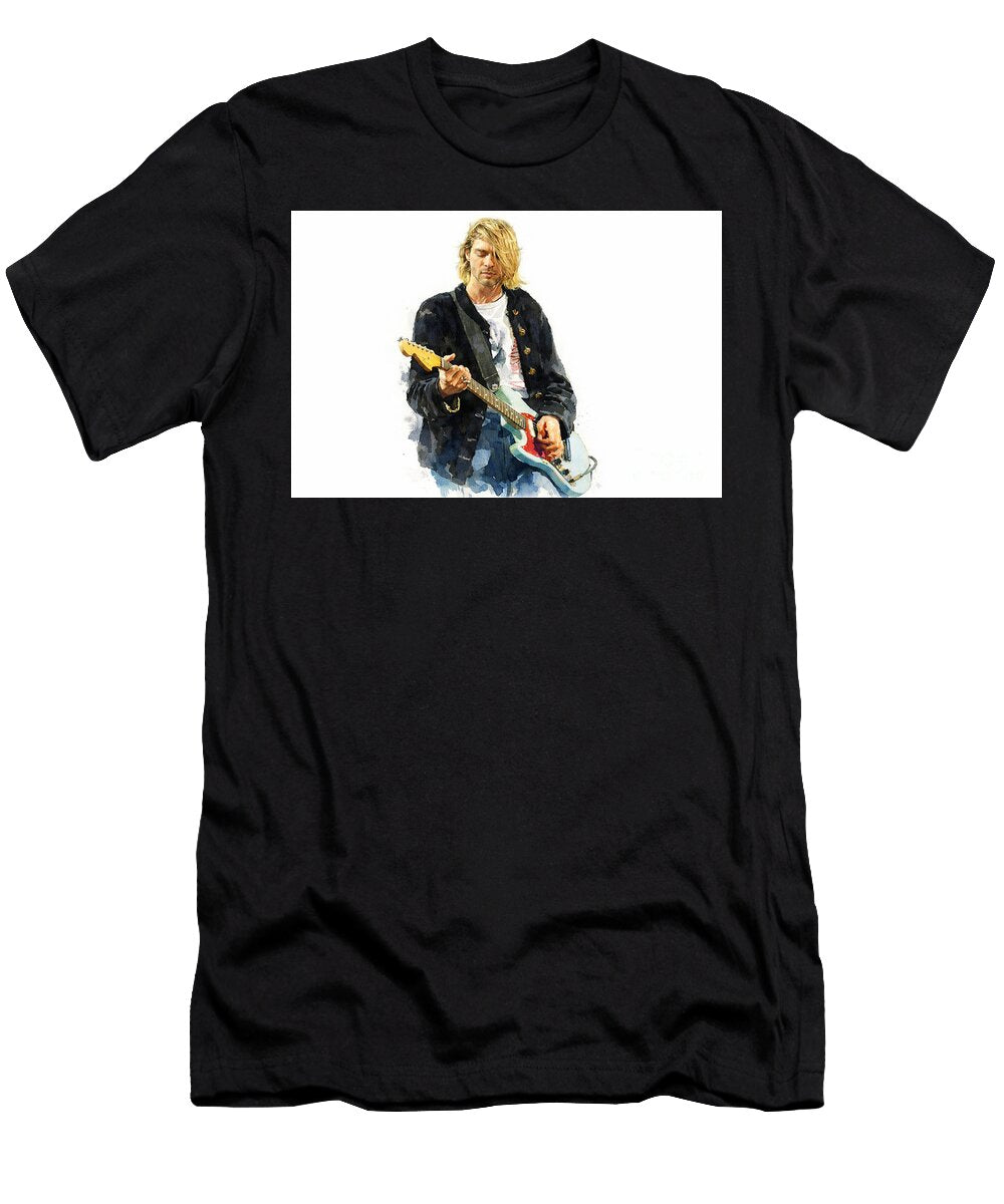 Kurt Cobain Watercolour Painting Art Print Nirvana Grunge Legend Portrait Painting Prints Dcg Art T-Shirt