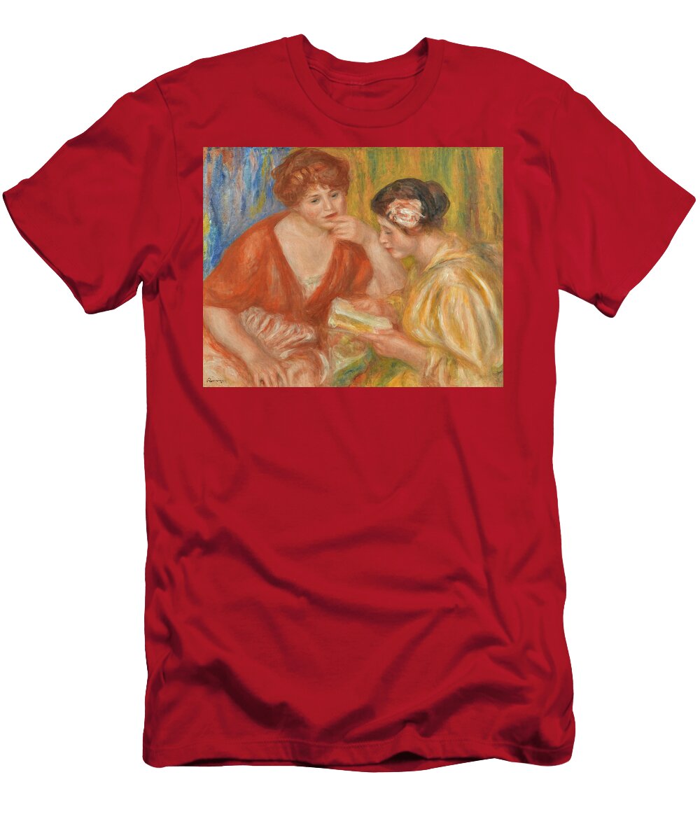 LA Lecture Deux Femmes Aux Corsages Rouge Et Rose Pierre Auguste Renoir T-Shirt