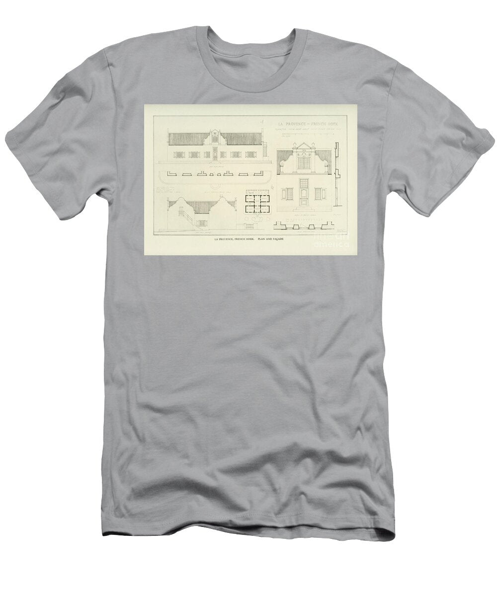 LA Provence French Hoek Plan and Facade F2 Historic Illustrations T-Shirt